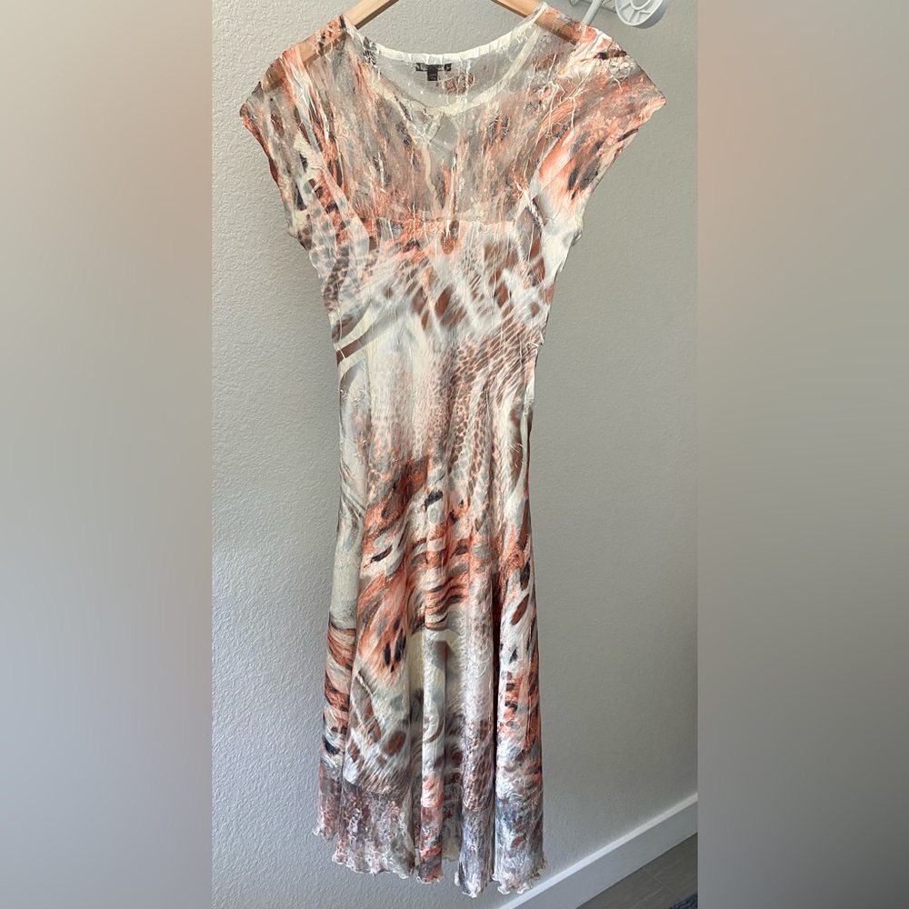 Komarov Lace Overlay Dress in Cream and Gray - Picture 2 of 7